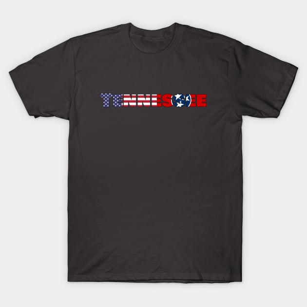 Tennessee State Flag/American Flag logo T-Shirt by ElevenGraphics